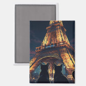 Aimant Chat à Paris Tour Eiffel Carte postale (Recto/Verso)