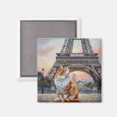 Aimant Chat à Paris Tour Eiffel Carte postale (Recto/Verso)