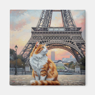 Aimant Chat à Paris Tour Eiffel Carte postale