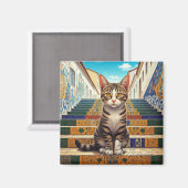 Aimant Chat à Rio de Janeiro Lapa Escadaria Selaron March (Recto/Verso)