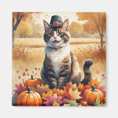 Aimant Chat abyssin à l'automne quitte Thanksgiving Art (Devant)