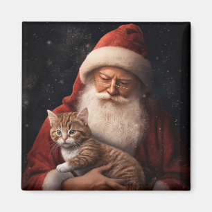 Aimant Chat Abyssin avec le Père Noël Festif de Noël 
