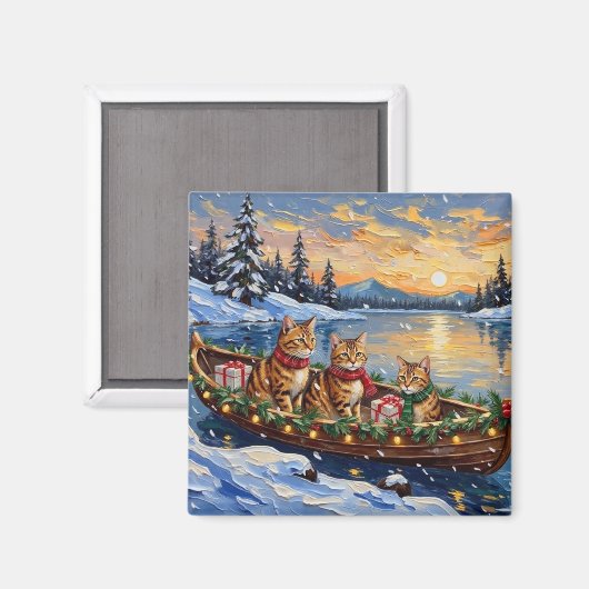 Aimant Chat abyssin Noël Bateau Vacances (Recto/Verso)