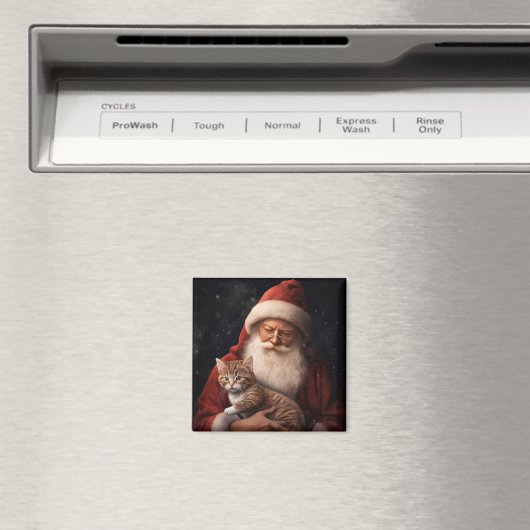 Aimant Chat abyssinien avec Noël Festif du Père Noël (In Situ (Lave-vaisselle))