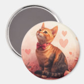 Aimant Chat abyssinien avec Rose - Saint Valentin (Recto/Verso)