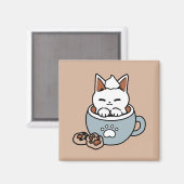 Aimant Chat adorable en Mug Conception de vacances - Chat (Recto/Verso)