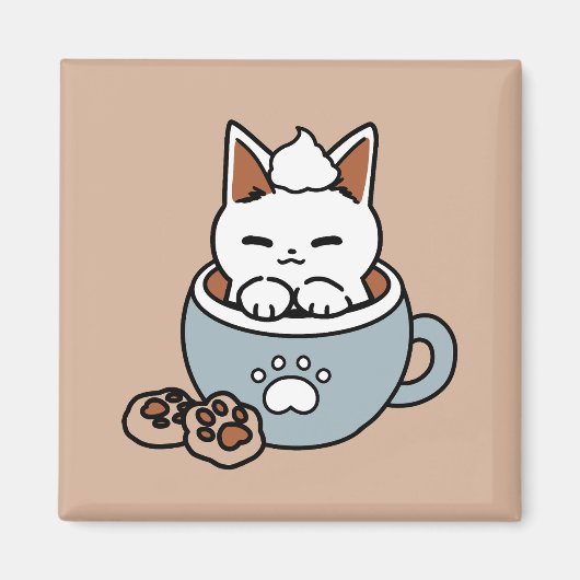 Aimant Chat adorable en Mug Conception de vacances - Chat (Devant)