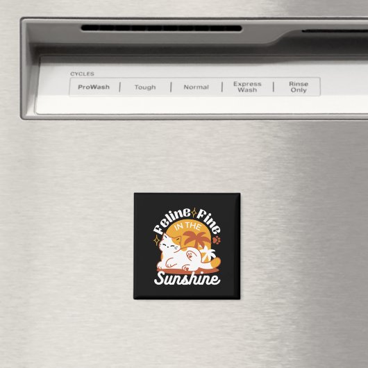 Aimant Chat adorable se relaxer au soleil - Animal de com (In Situ (Lave-vaisselle))