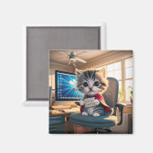 Aimant Chat aimanté avec réveil (Recto/Verso)