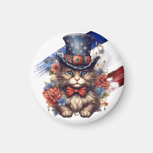 Aimant Chat américain patriotique (Devant)