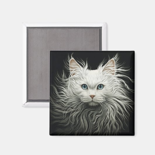 Aimant Chat Angora blanc (Recto/Verso)