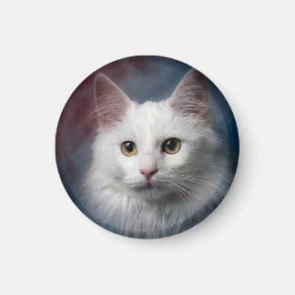 Aimant Chat angora turc blanc rouge bleu