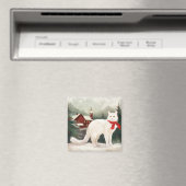 Aimant Chat Angora turc en Noël de neige (In Situ (Lave-vaisselle))