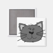 Aimant Chat Angry Face Feline Carnivore Gris Chat (Recto/Verso)
