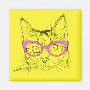 Aimant Chat Animal Fleurs de Animaux de compagnie Art Vin