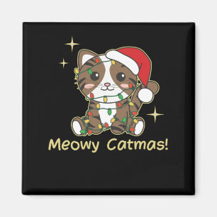Aimant Chat Animaux de Noël Cute Chats Meowy Catmas
