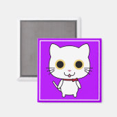 Aimant Chat anthropomorphe blanc Clipart (Recto/Verso)