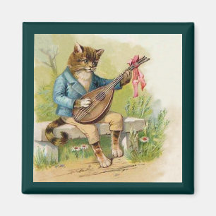 Aimant Chat anthropomorphe jouant la mandoline