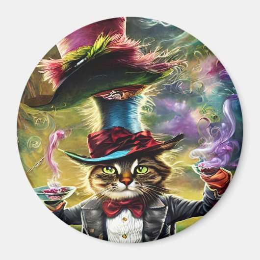 Aimant Chat anthropomorphique Mad Hatter Imaginaire Fairy (Devant)