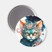 Aimant Chat aquarelle en style steampunk (Recto/Verso)