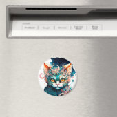 Aimant Chat aquarelle en style steampunk (In Situ (Lave-vaisselle))