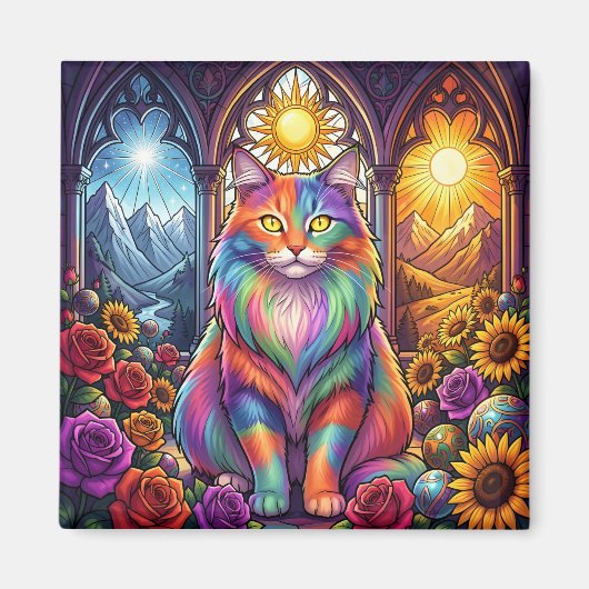 aimant chat arc-en-ciel (Devant)