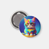Aimant Chat Arc-en-ciel aux Lunettes (Recto/Verso)