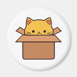 Aimant Chat assis à l'intérieur du carton