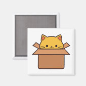 Aimant Chat assis à l'intérieur du carton (Recto/Verso)
