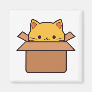 Aimant Chat assis à l'intérieur du carton