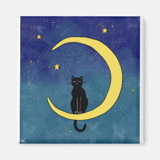 Aimant Chat assis dans la lune