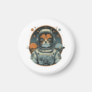 Aimant Chat-astronaute sur les Astéroïdes