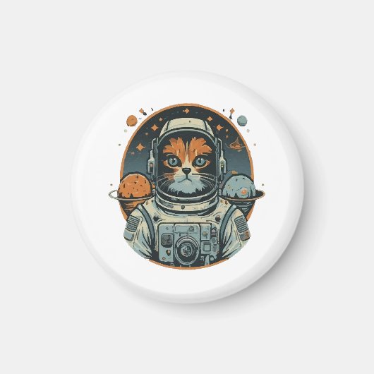 Aimant Chat-astronaute sur les Astéroïdes (Devant)
