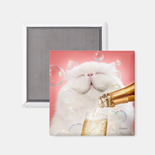 Aimant Chat au Champagne (Recto/Verso)
