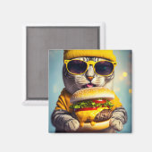 AIMANT CHAT AVEC AJOUT FUNNY CHEESEBURGER (Recto/Verso)