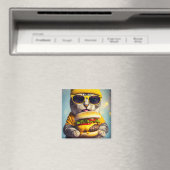 AIMANT CHAT AVEC AJOUT FUNNY CHEESEBURGER (In Situ (Lave-vaisselle))