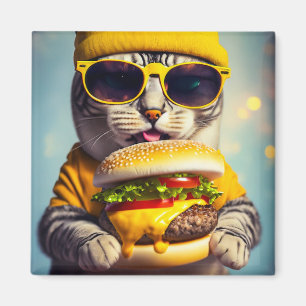 AIMANT CHAT AVEC AJOUT FUNNY CHEESEBURGER