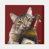Aimant Chat Avec Bouteille De Vin (Devant)