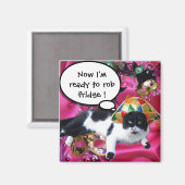 AIMANT CHAT AVEC CASQUETTE HARLEQUIN ET MASQUERADE DE FÊT (Recto/Verso)