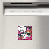 AIMANT CHAT AVEC CASQUETTE HARLEQUIN ET MASQUERADE DE FÊT (In Situ (Lave-vaisselle))