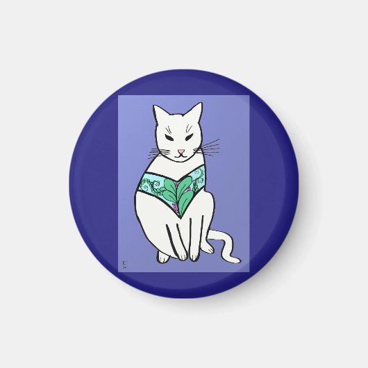 Aimant Chat avec conception feuille (Devant)