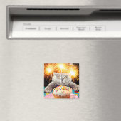 Aimant Chat Avec Cupcake Sparkler (In Situ (Lave-vaisselle))