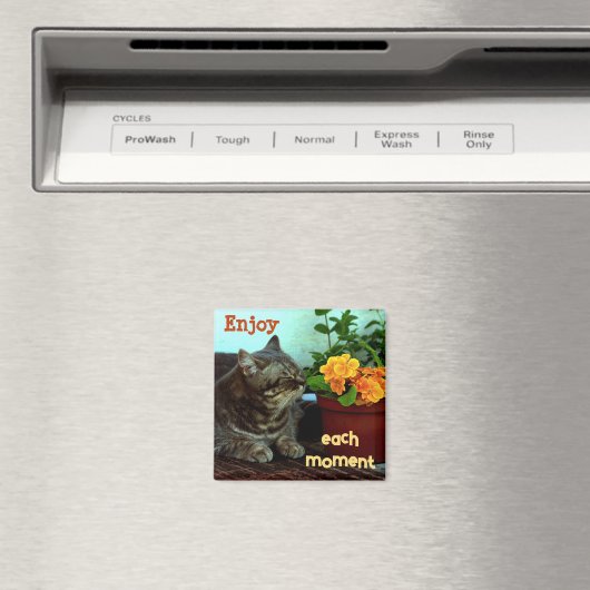 Aimant Chat avec Fleurs/Profitez de chaque instant (In Situ (Lave-vaisselle))