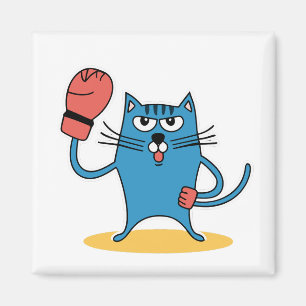 Aimant Chat avec gants de boxe