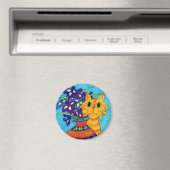 Aimant Chat avec Irises à Talavera Vase (In Situ (Lave-vaisselle))