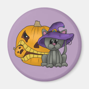 Aimant Chat avec la citrouille