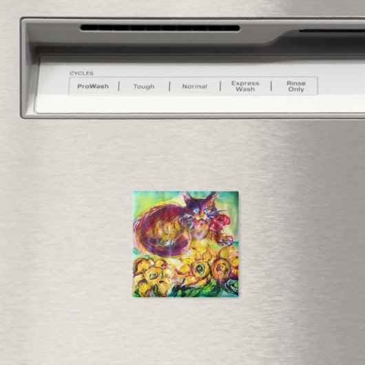 AIMANT CHAT AVEC RIBBON ROUGE ET SOUFFRES (In Situ (Lave-vaisselle))