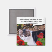 AIMANT CHAT AVEC ROSES ROUGES (Recto/Verso)