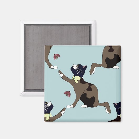 Aimant Chat avec un arc attrape une coccinelle. (Recto/Verso)