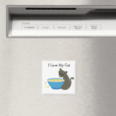 Aimant Chat avec un Plat Bleu (In Situ (Lave-vaisselle))